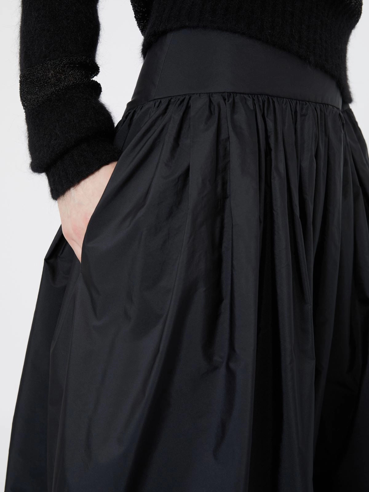 MAX-262610602 MSEEROICO BLACK TAFFETA SKIRT