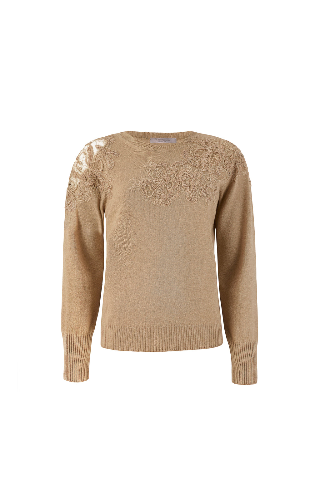 DXT-61082 LATTE FLOWER LACE TOP