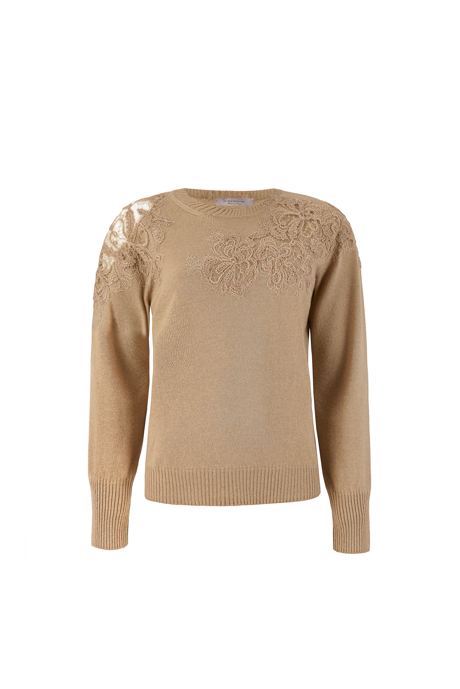 DXT-61082 LATTE FLOWER LACE TOP