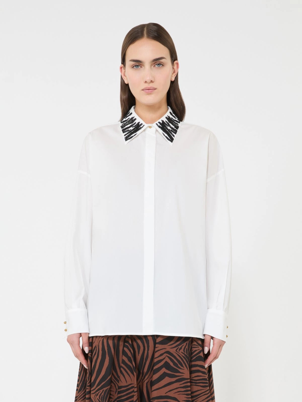 MAX-2111102 MSTGENE WHITE DETAIL BLOUSE
