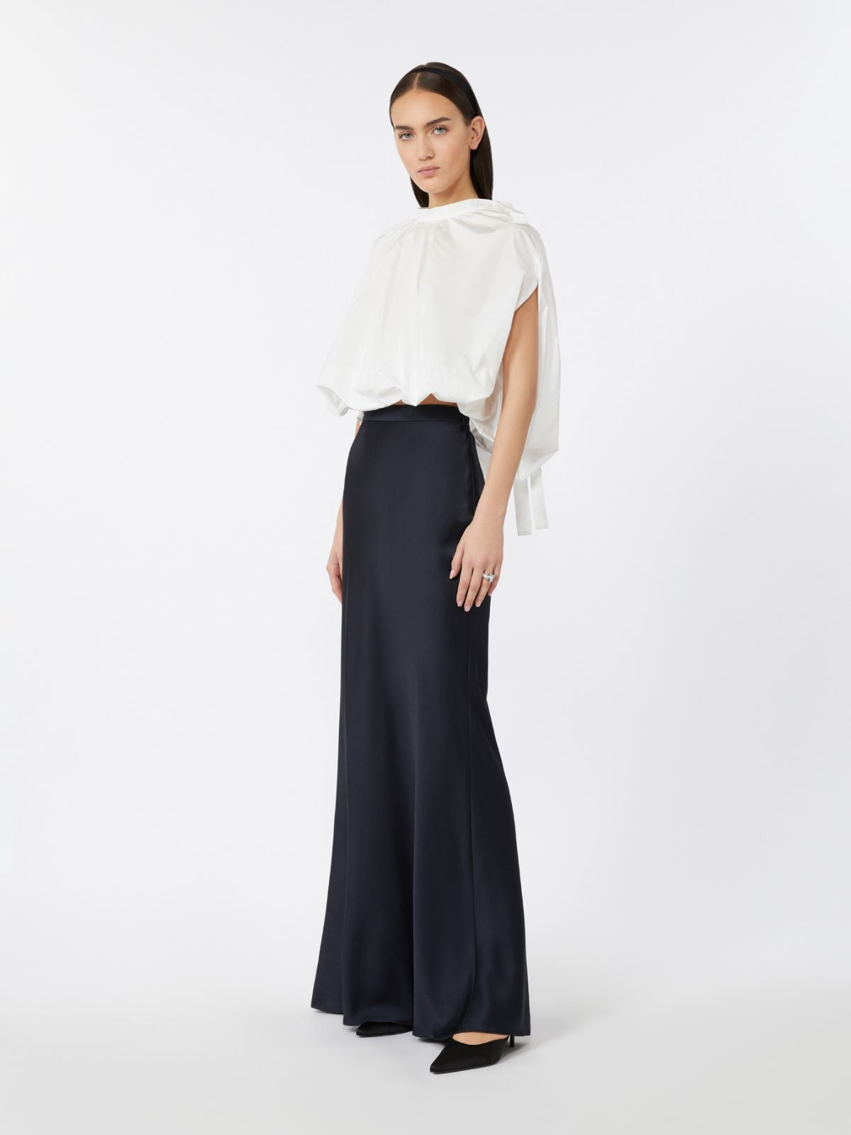 MAX-252611601 VISCHIO WHITE TAFFETA BLOUSE