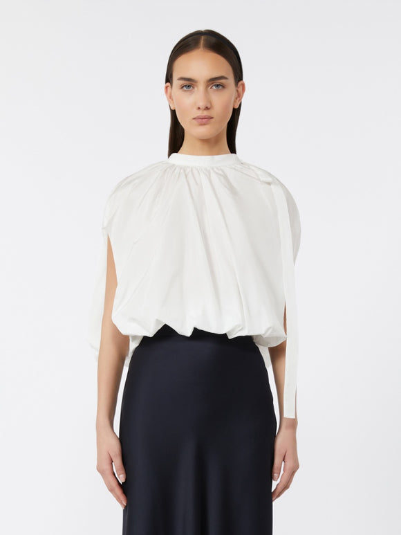 MAX-252611601 VISCHIO WHITE TAFFETA BLOUSE