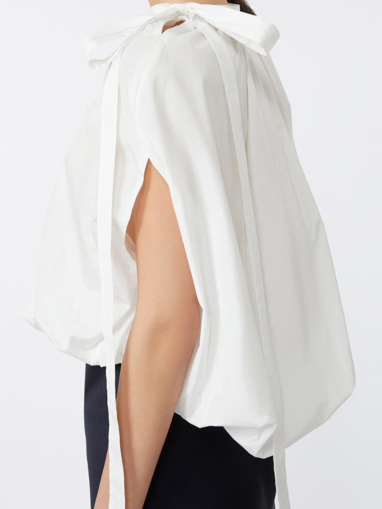 MAX-252611601 VISCHIO WHITE TAFFETA BLOUSE