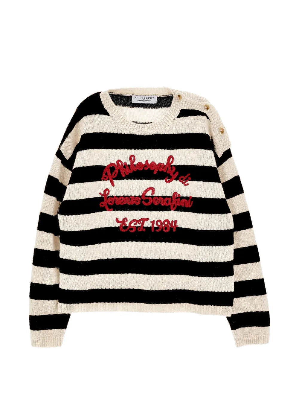 PHK-I9H616 BLACK&IVORY STRIPED LETTERING TOP