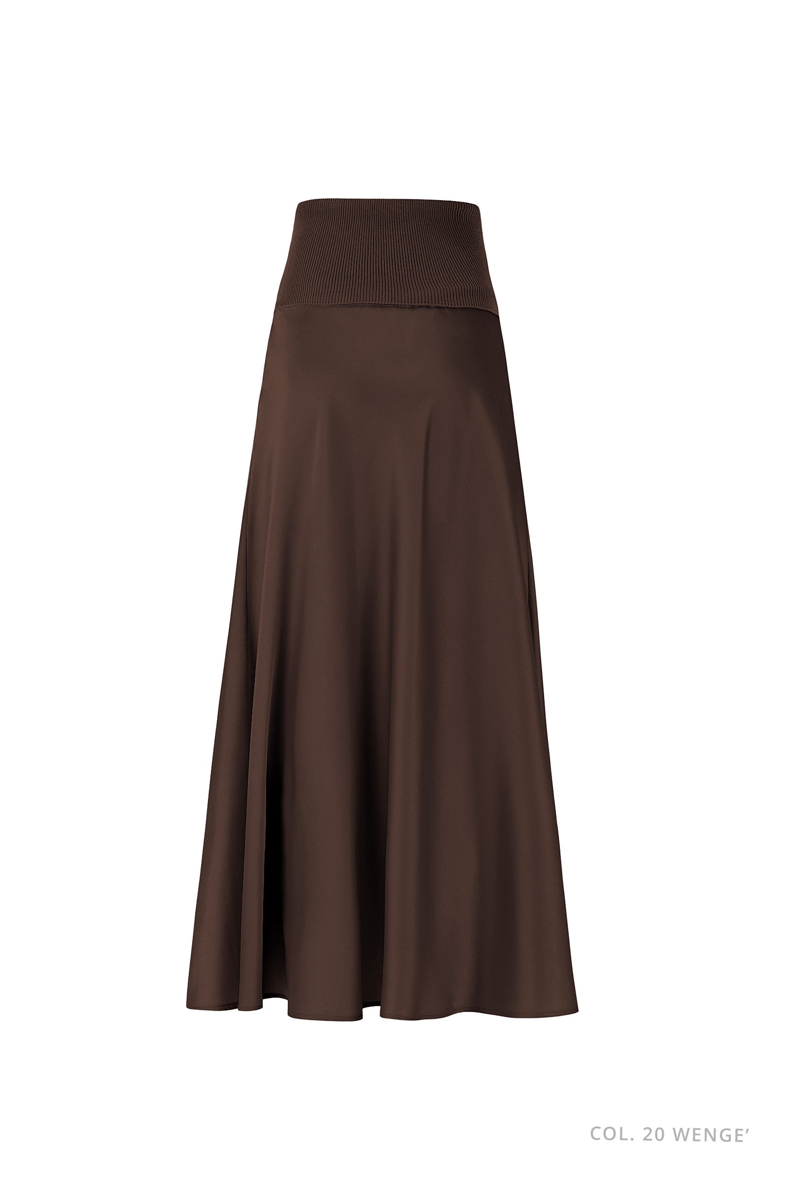 DXT-61704 BROWN KNIT WAIST SATIN SKIRT