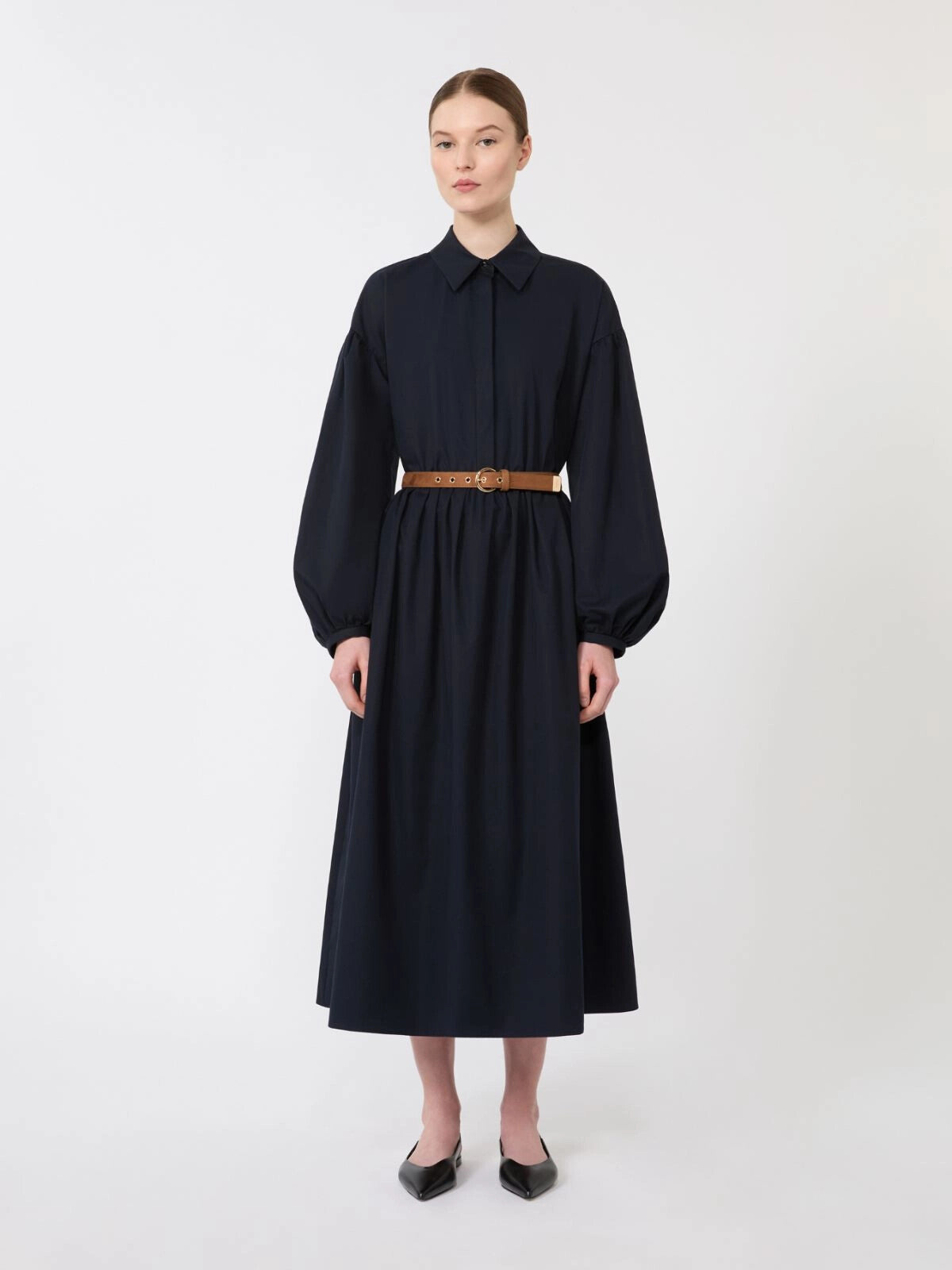 MAX-21221021 MSTMARMO NAVY&BROWN BELT DRESS