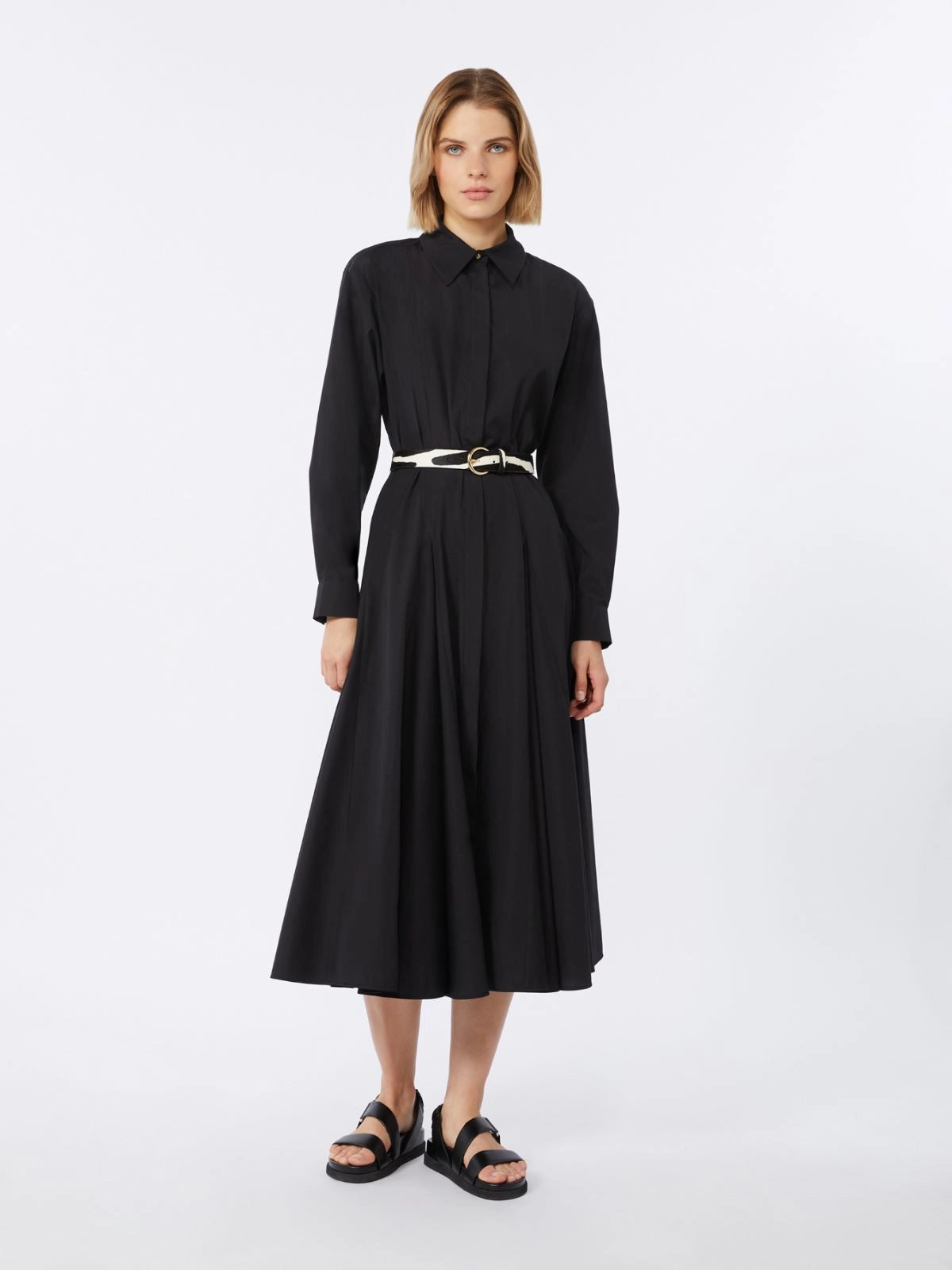 MAX-261622106 MSTAFFETTO BLACK POPLIN DRESS