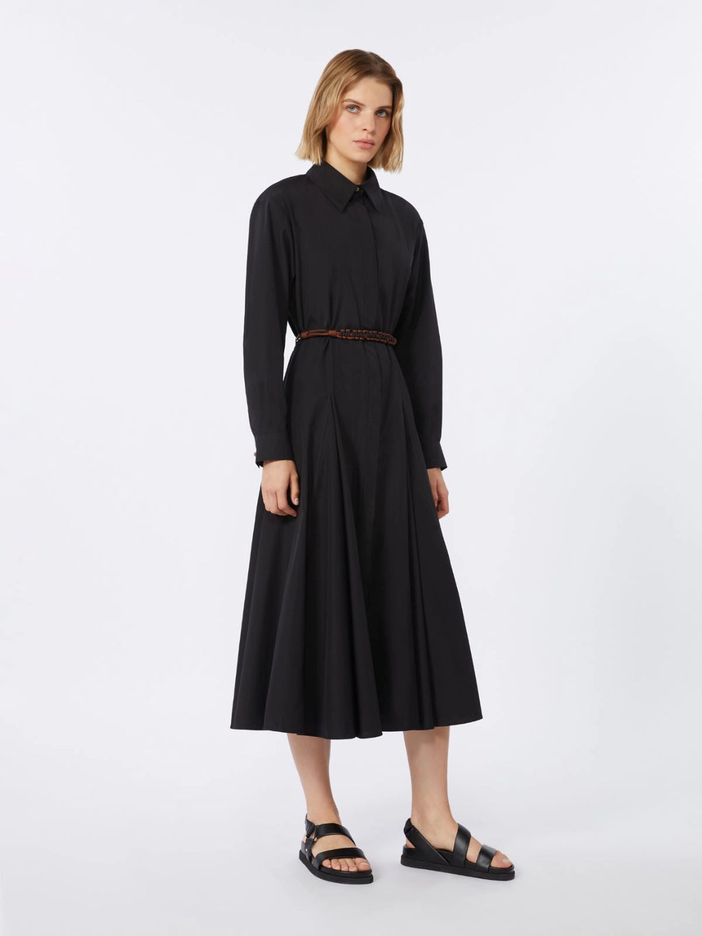 MAX-261622106 MSTAFFETTO BLACK POPLIN DRESS