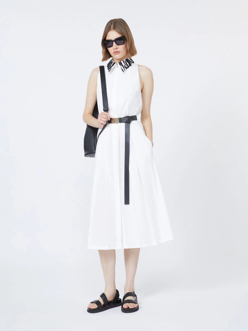 MAX-261622107 MSTUBICATO WHITE SLEEVELESS DRESS