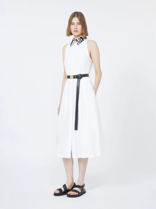 MAX-261622107 MSTUBICATO WHITE SLEEVELESS DRESS
