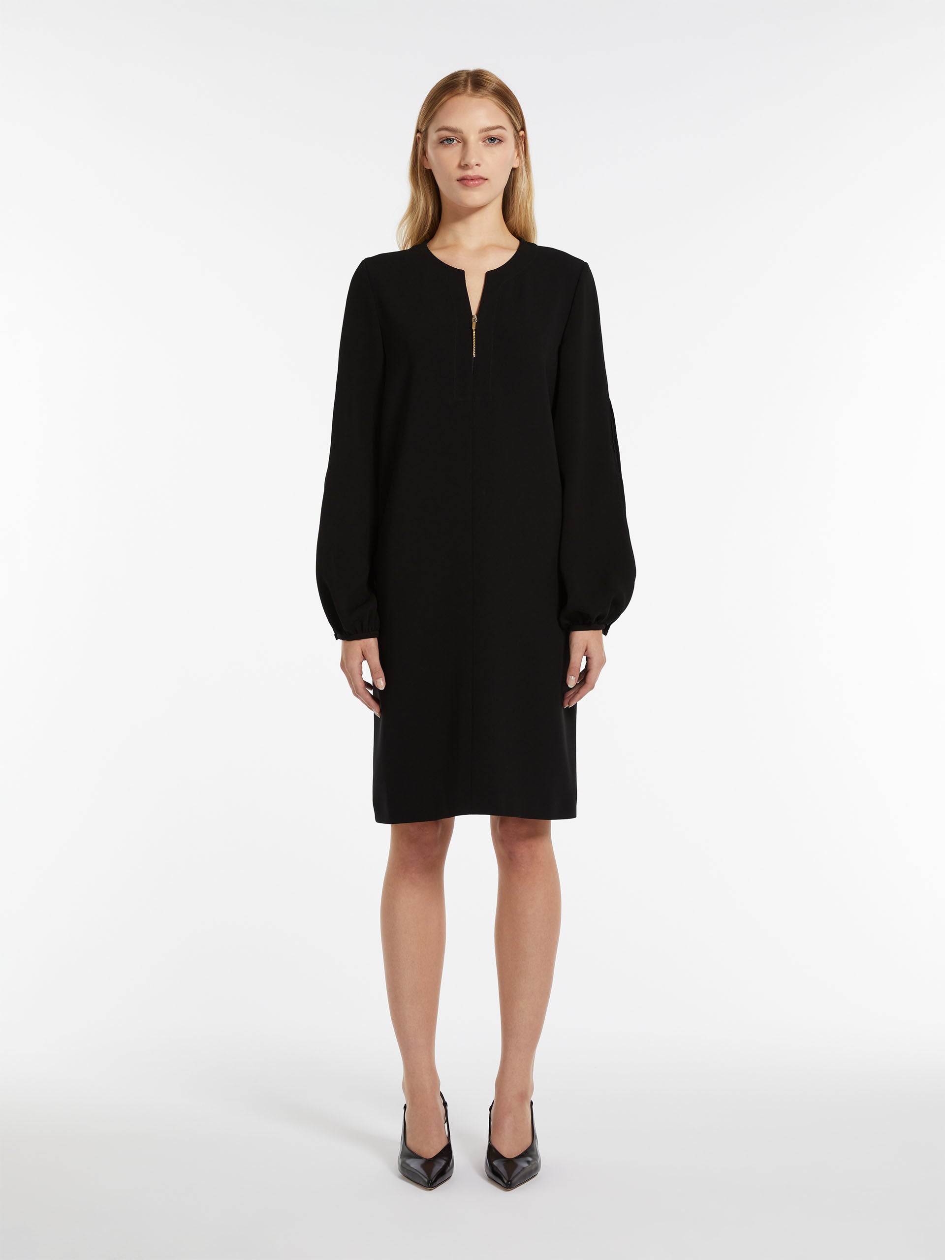 MAX-SANSA GOLD ZIP BLACK DRESS