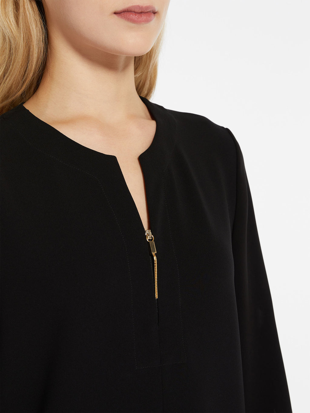 MAX-SANSA GOLD ZIP BLACK DRESS