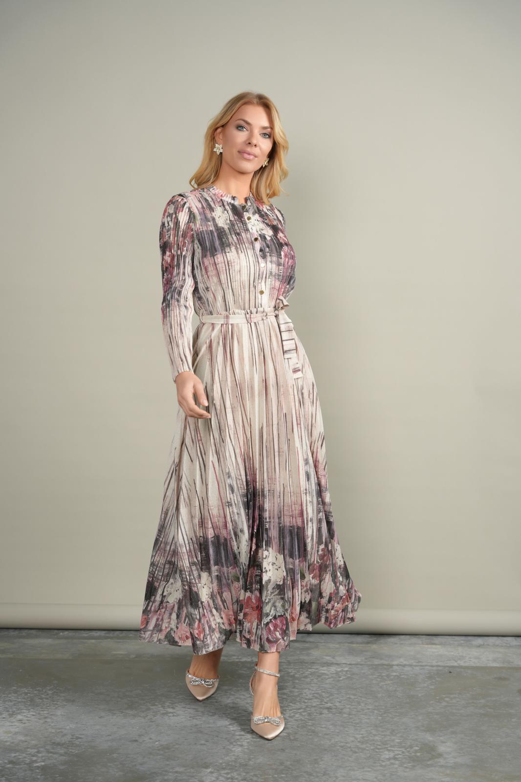 MIK-6223 MULTI PRINT PLEATED DRESS
