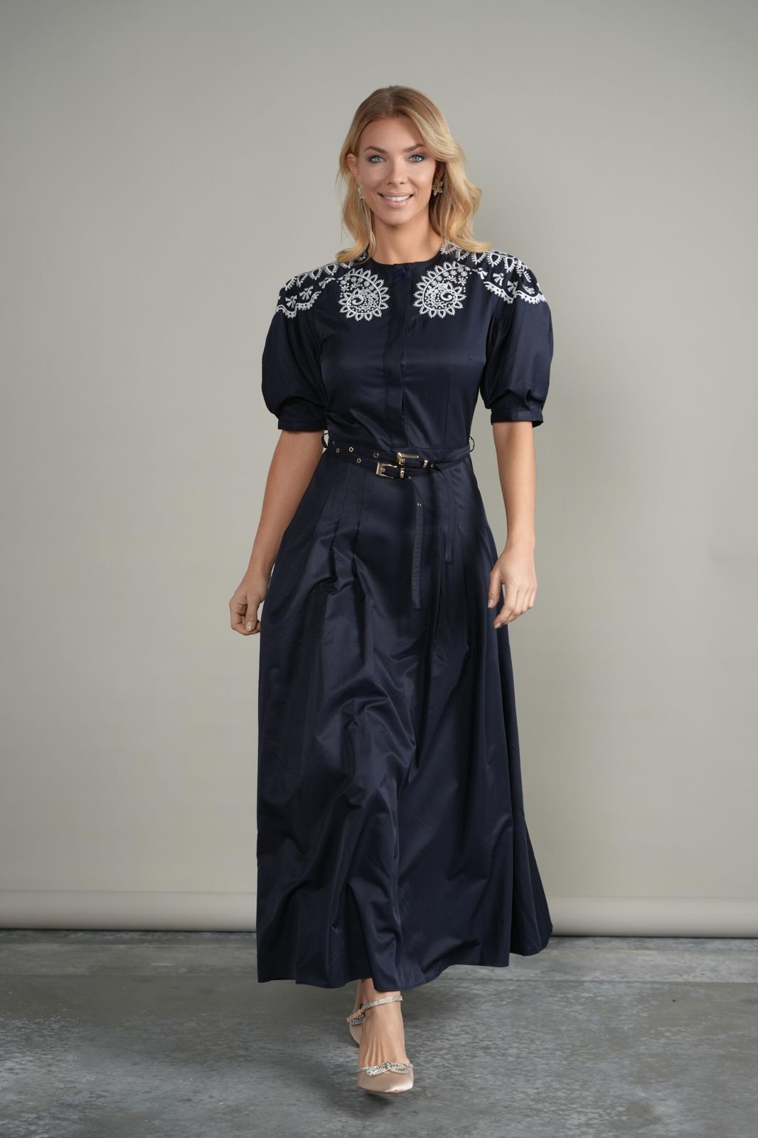 MIK-6226 BLACK&WHITE EMBROIDERED DRESS