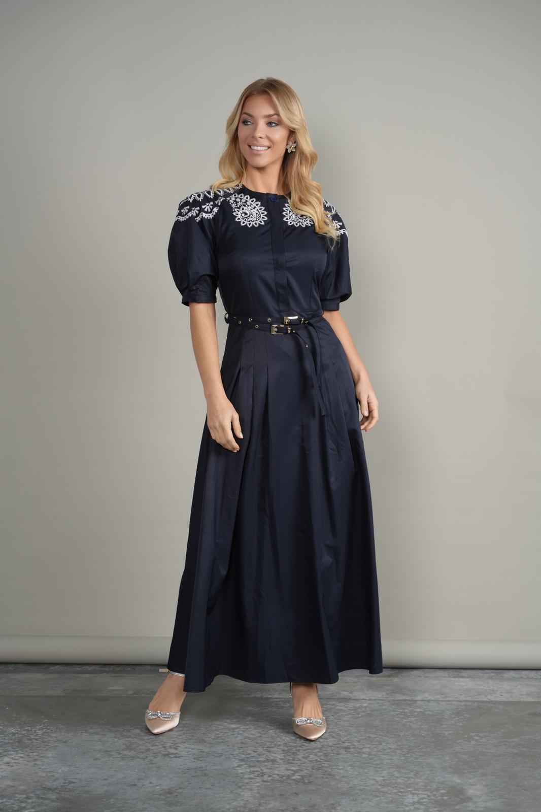 MIK-6226 BLACK&WHITE EMBROIDERED DRESS