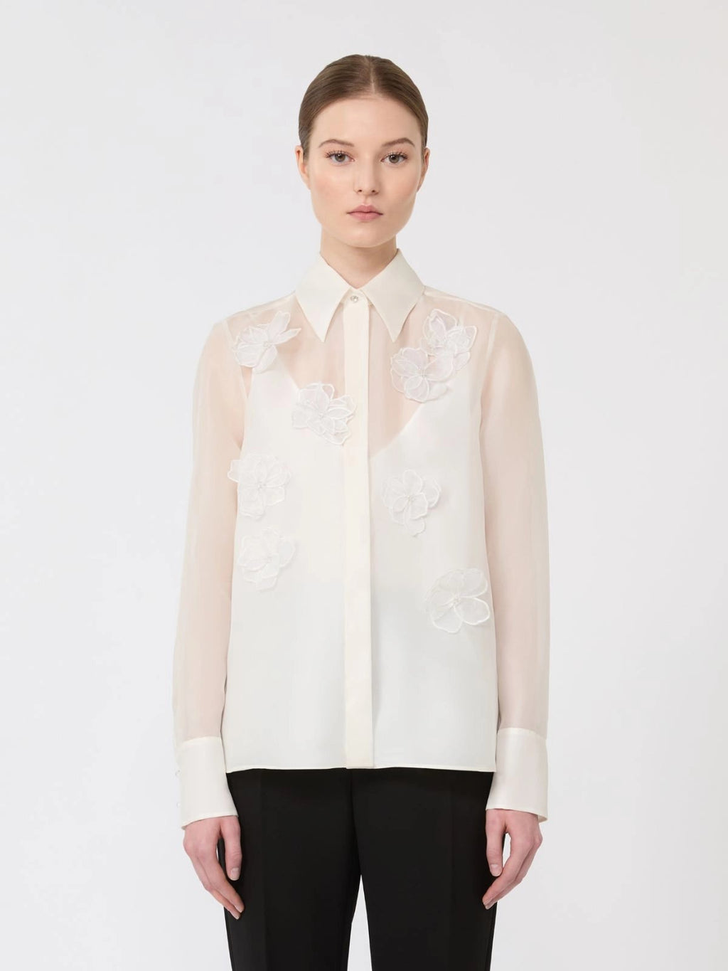 MAX-2121013 MSEAGI IVORY FLOWER BLOUSE