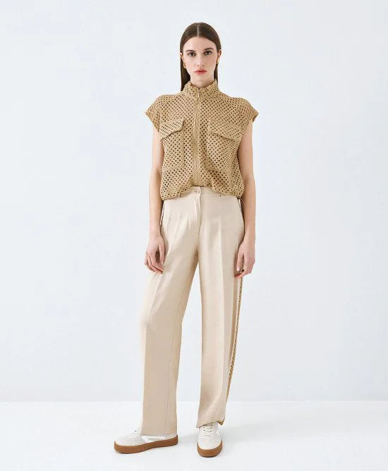 ACC-63-1051-091 BEIGE MESH SLEEVELESS JACKET