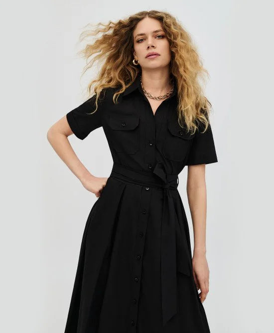 ACC-63-3318-187 BLACK POCKET SHIRT DRESS