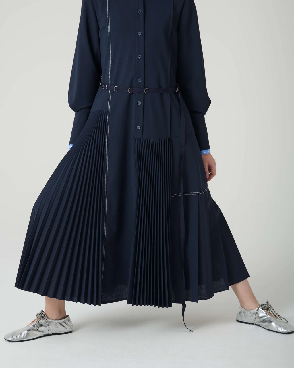 BEA-25FA6599RO99 BLACK PLEATED SHIRT DRESS