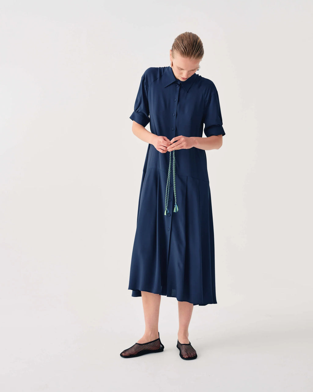 BEA-26FE6664TORRE NAVY SHIRT ROPE DRESS