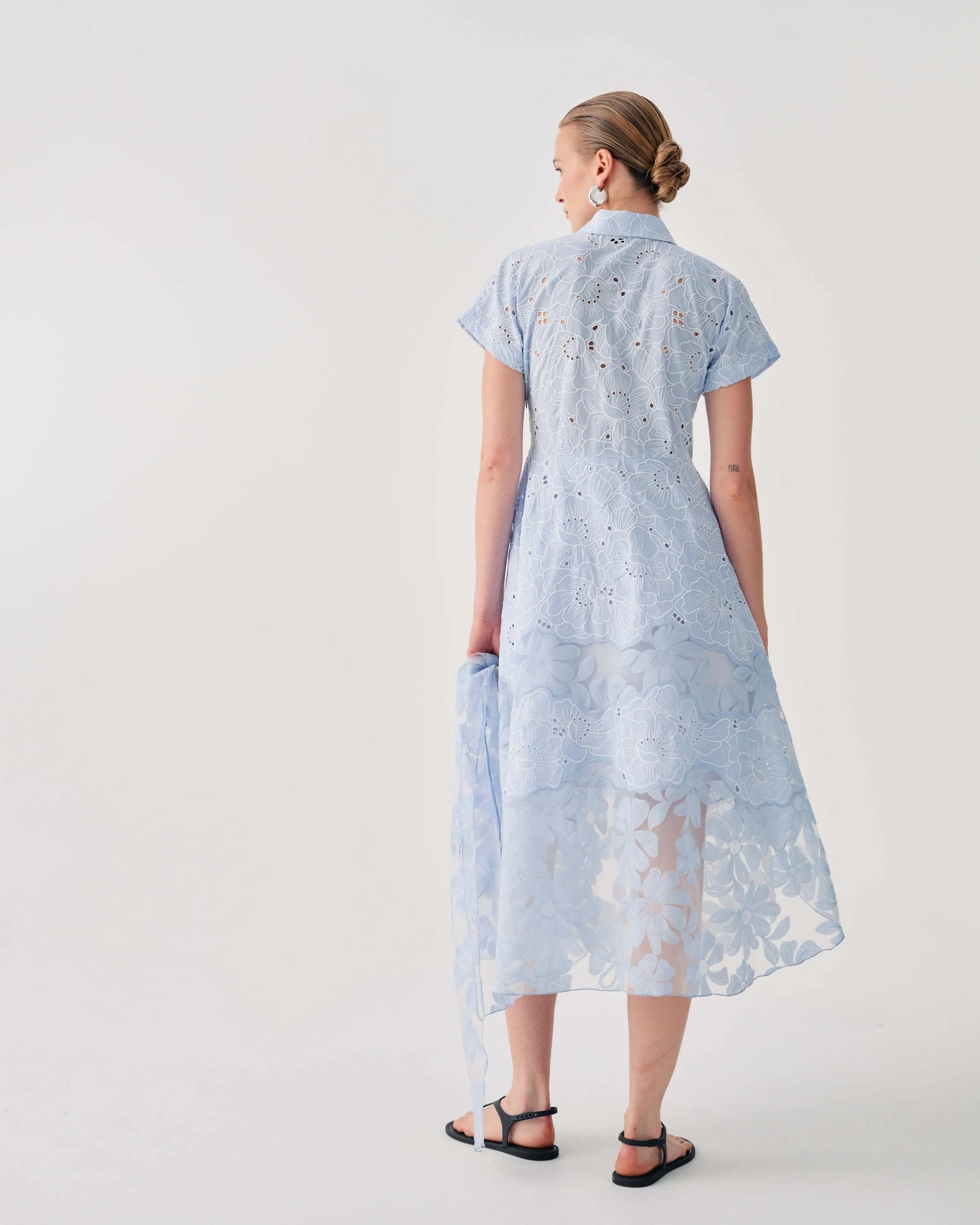 BEA-26FE6698GA2085 LIGHT BLUE BRODERIE DRESS