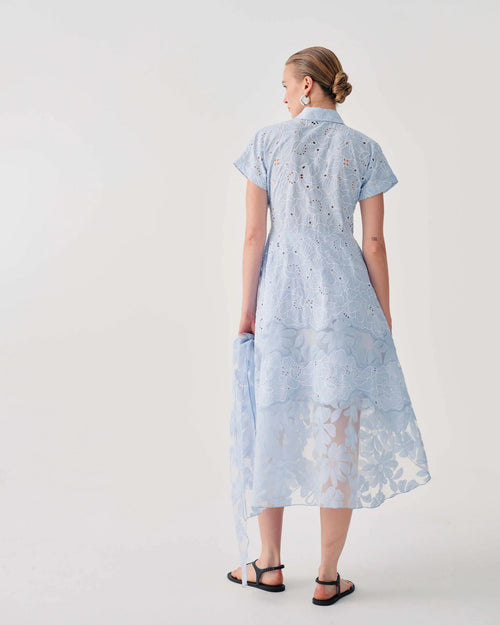 BEA-26FE6698GA2085 LIGHT BLUE BRODERIE DRESS