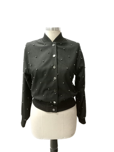 NOI-7326 BLACK PEARL RIB CUF BOMBER