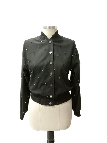 NOI-7326 BLACK PEARL RIB CUF BOMBER