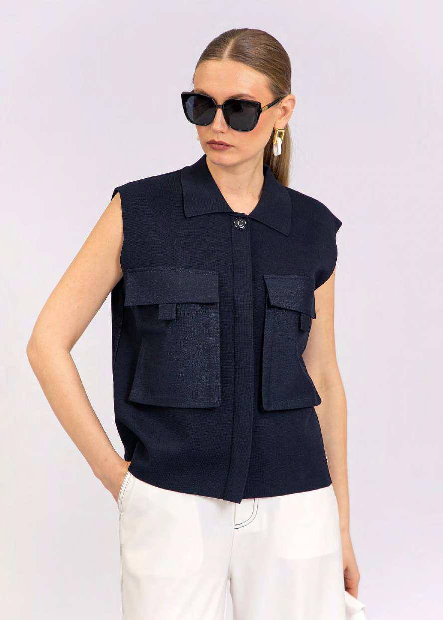 CST-F2533 NAVY POCKET VEST