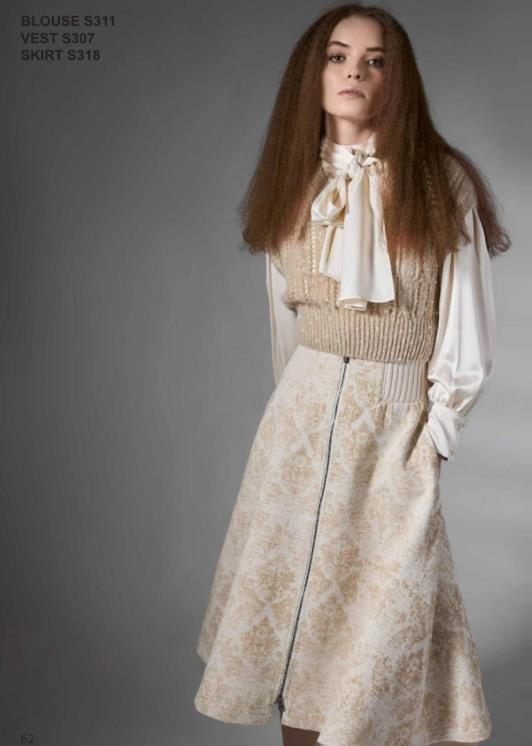 TRC-S318 ECRU ZIP WOOL SKIRT