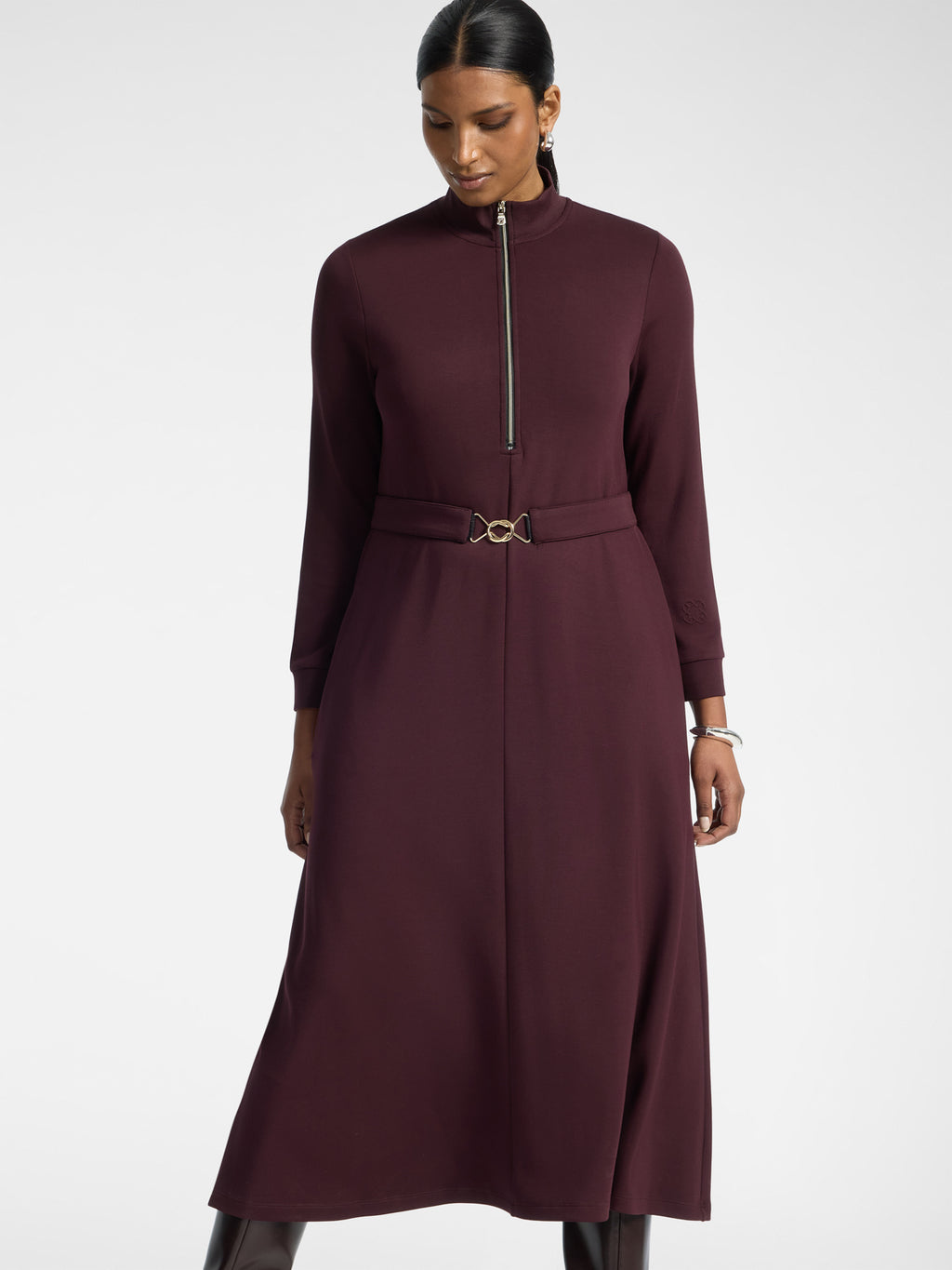 ELM-7004Z0001 BURGUNDY SCUBA DRESS