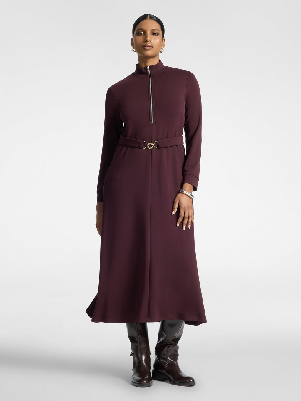 ELM-7004Z0001 BURGUNDY SCUBA DRESS