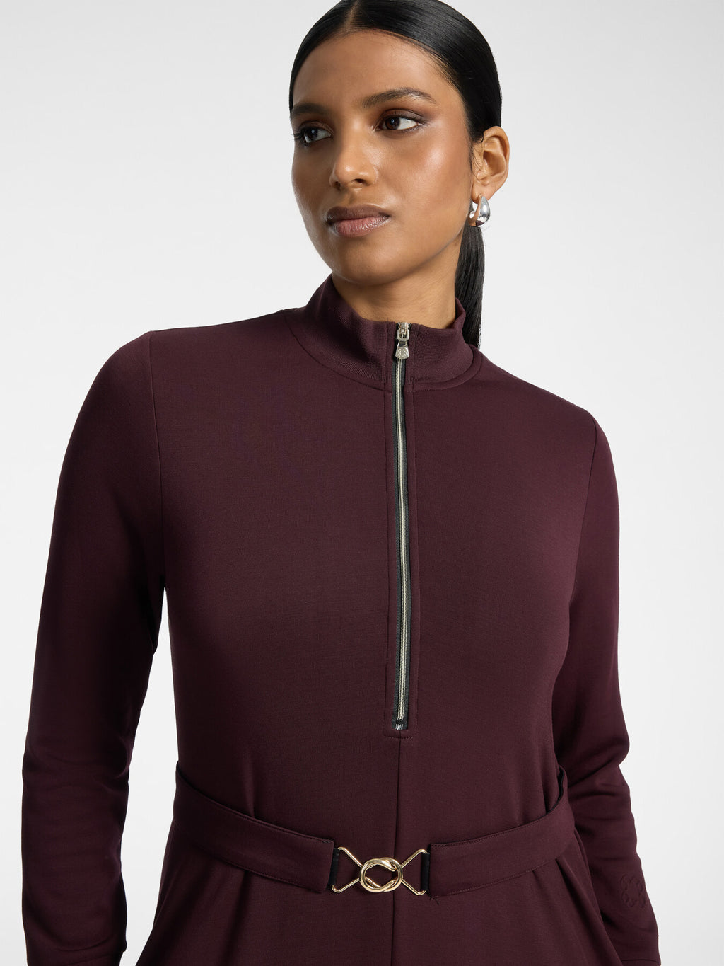 ELM-7004Z0001 BURGUNDY SCUBA DRESS