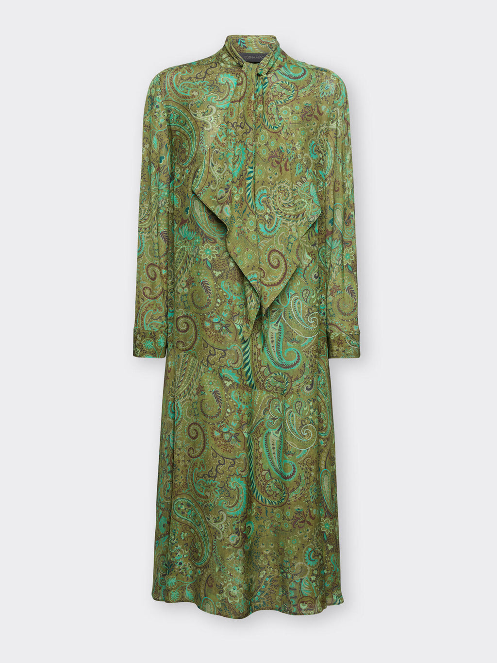 ELM-7033P0003 GREEN FOULARD PRINT DRESS