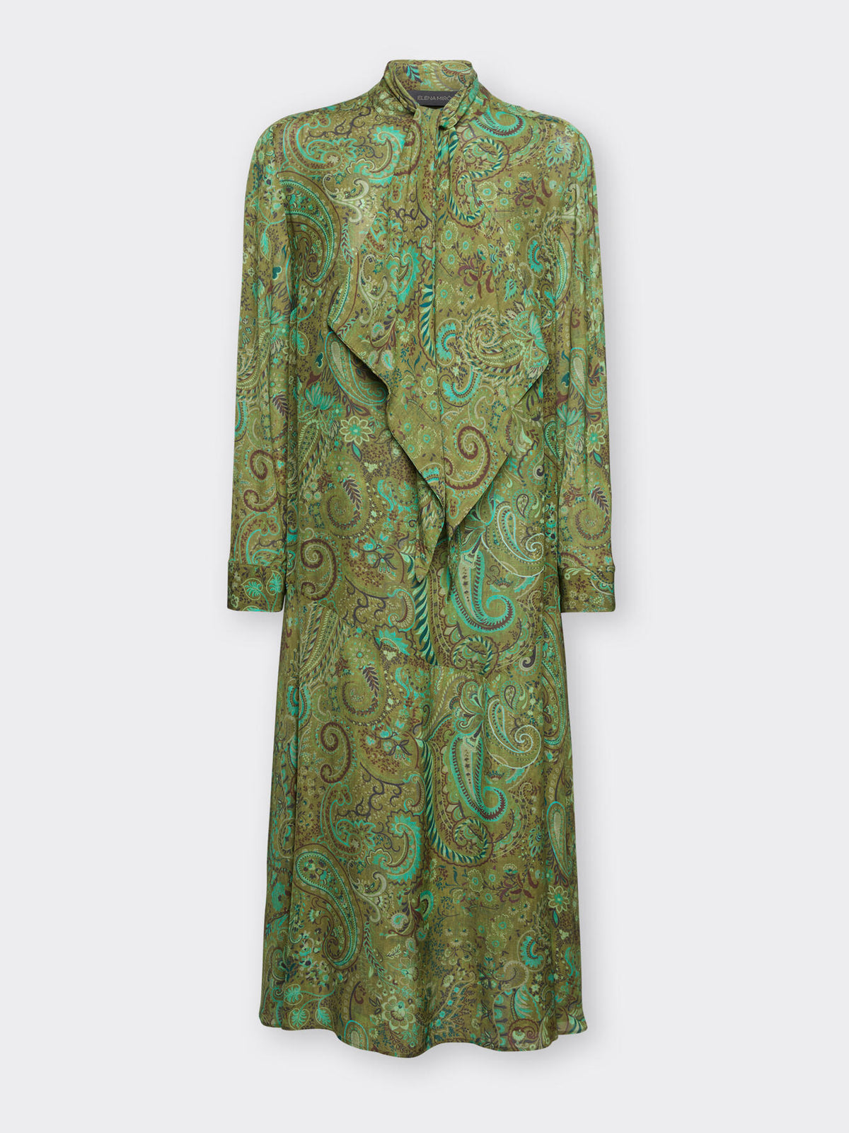 ELM-7033P0003 GREEN FOULARD PRINT DRESS