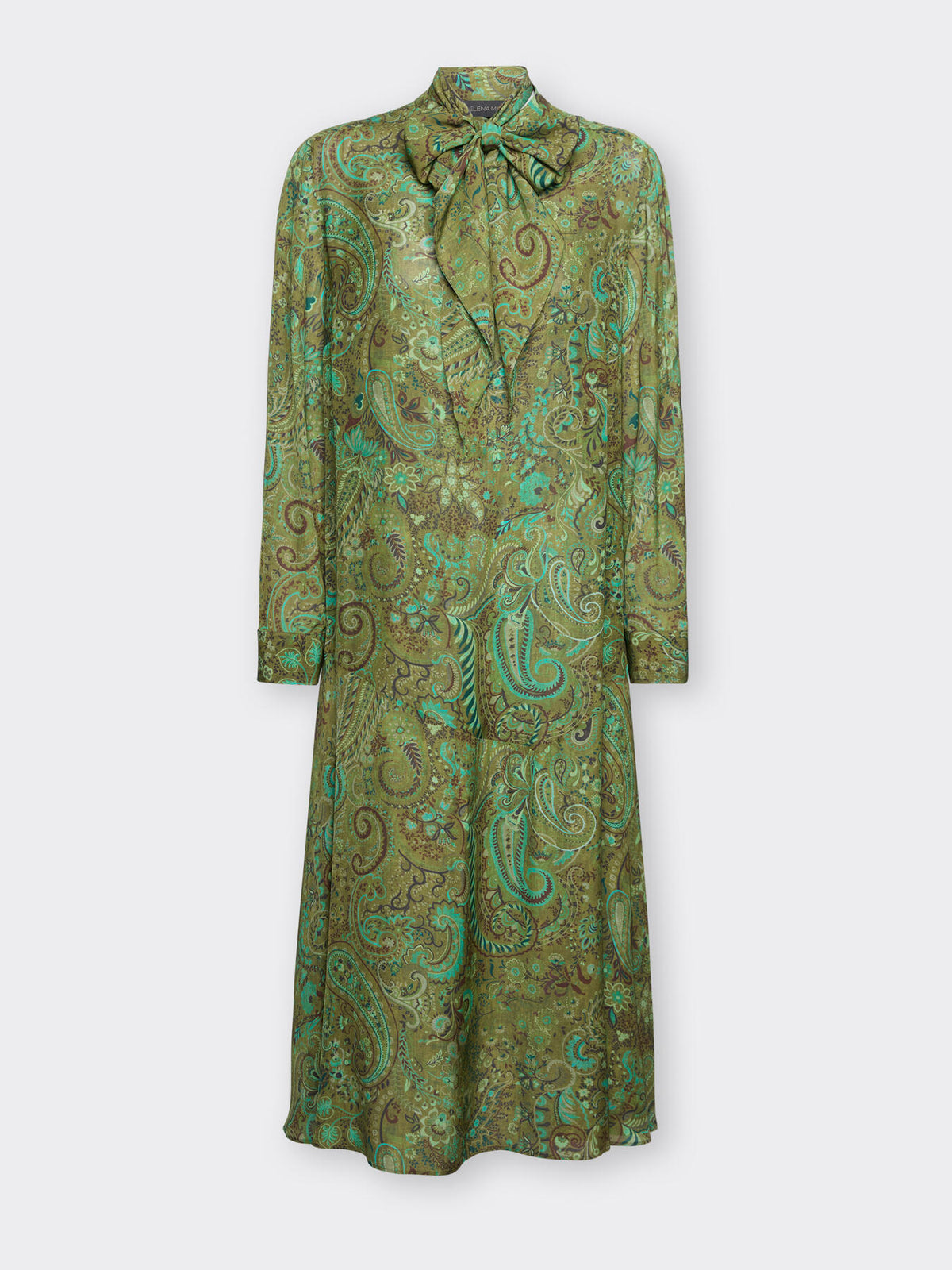 ELM-7033P0003 GREEN FOULARD PRINT DRESS