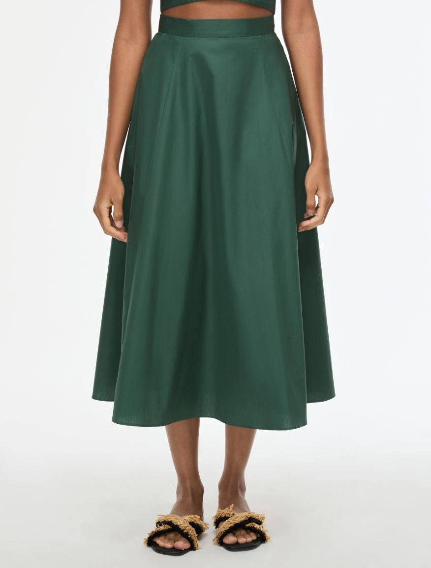 IBL-261710106 IBLRIBES GREEN FLARED SKIRT