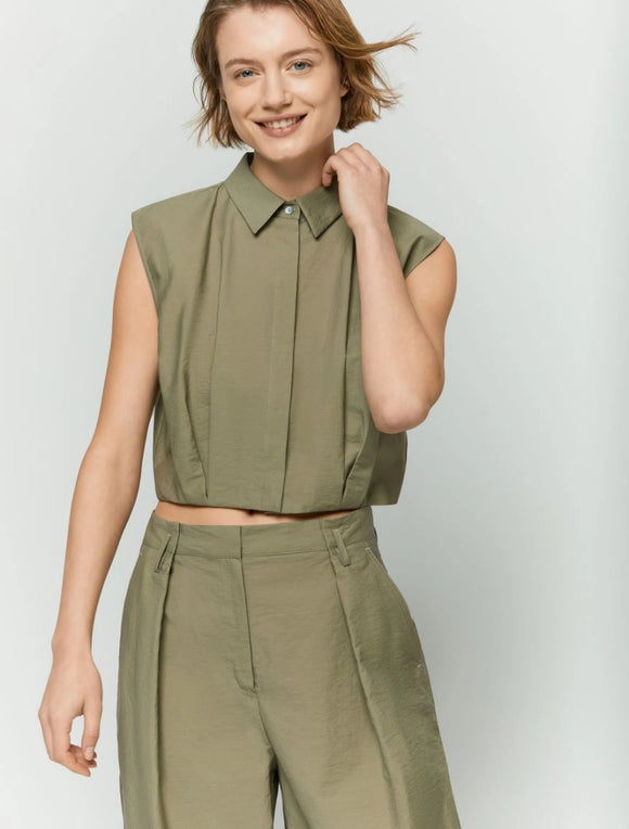 IBL-251711114 DAMIANA KHAKI SLEEVELESS BLOUSE