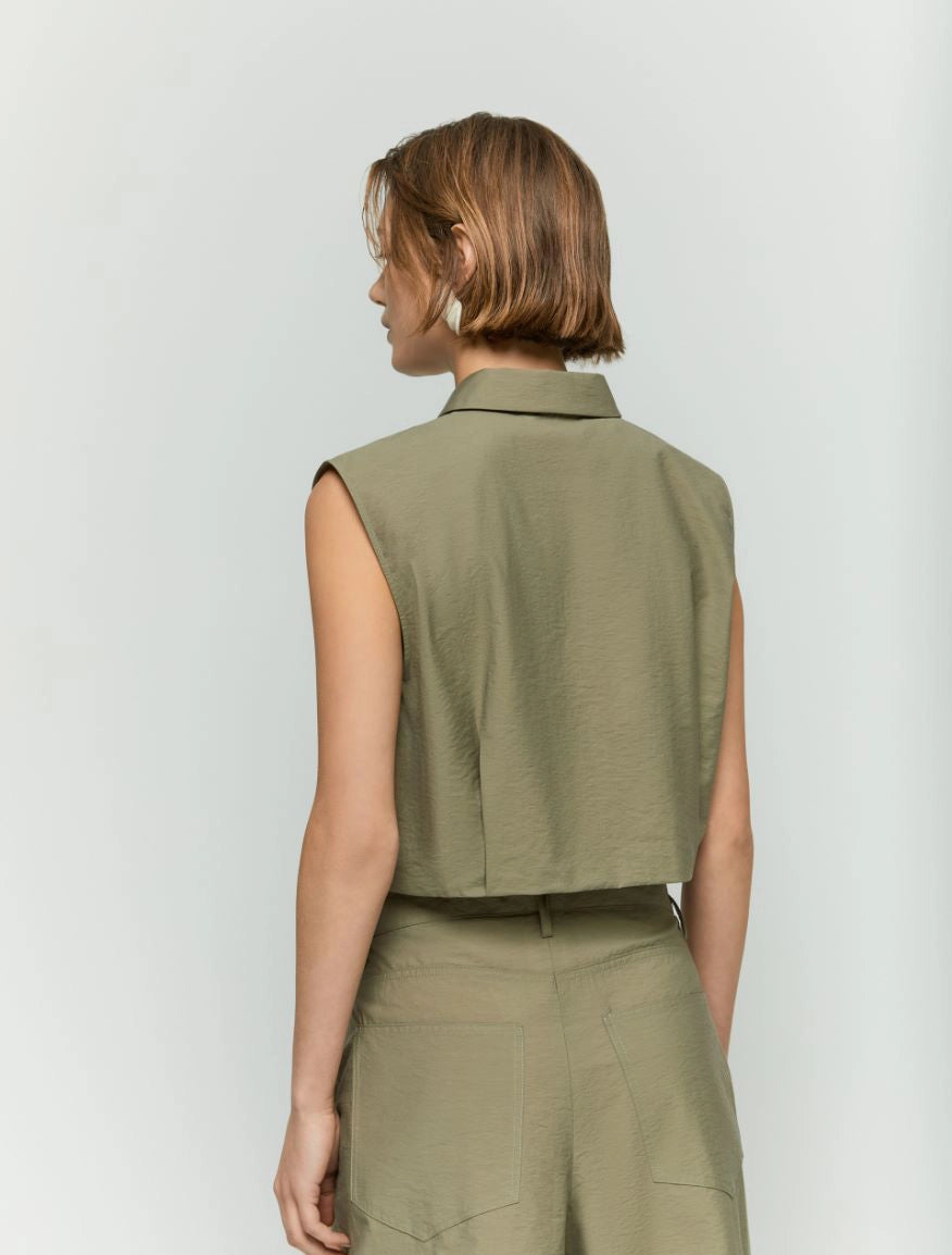 IBL-251711114 DAMIANA KHAKI SLEEVELESS BLOUSE