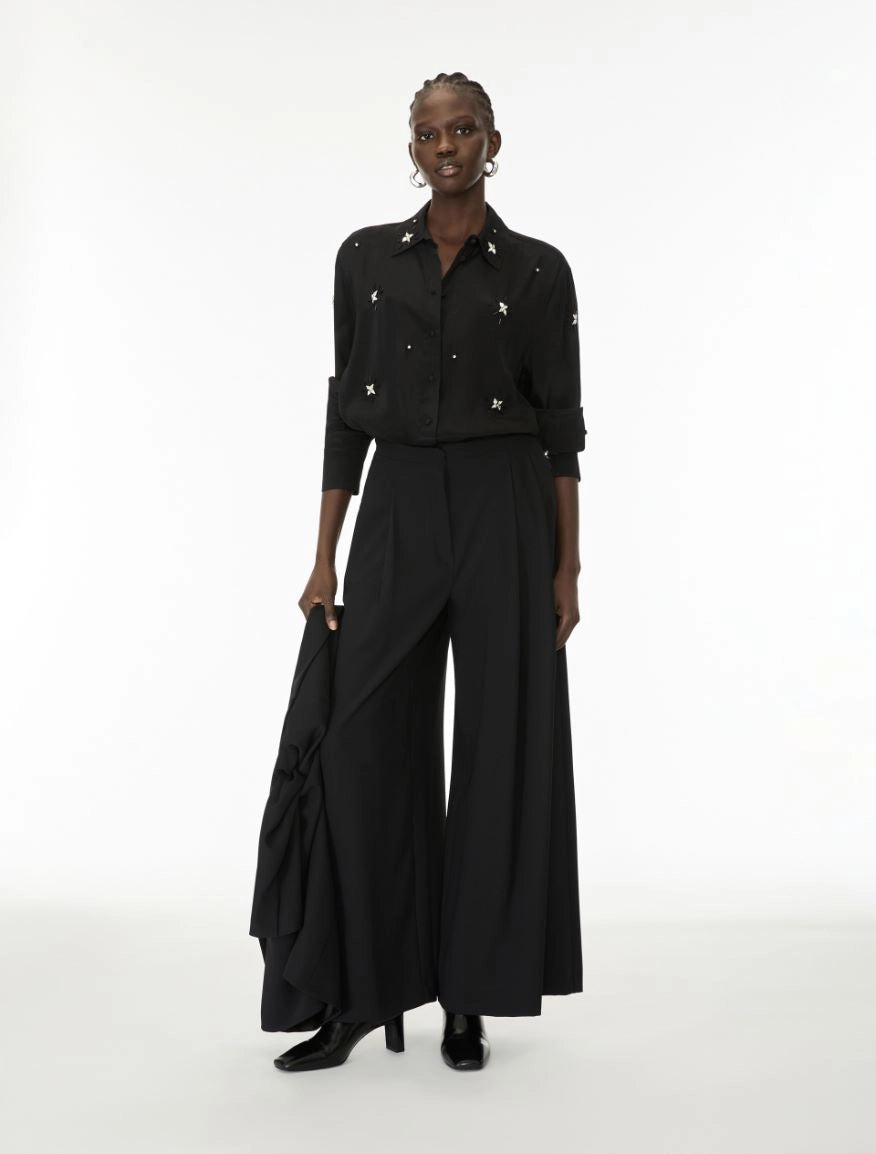 IBL-262711601 IBLSTREET BLACK STUDDED COLLAR BLOUS