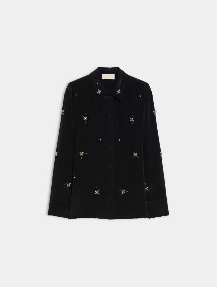 IBL-262711601 IBLSTREET BLACK STUDDED COLLAR BLOUS