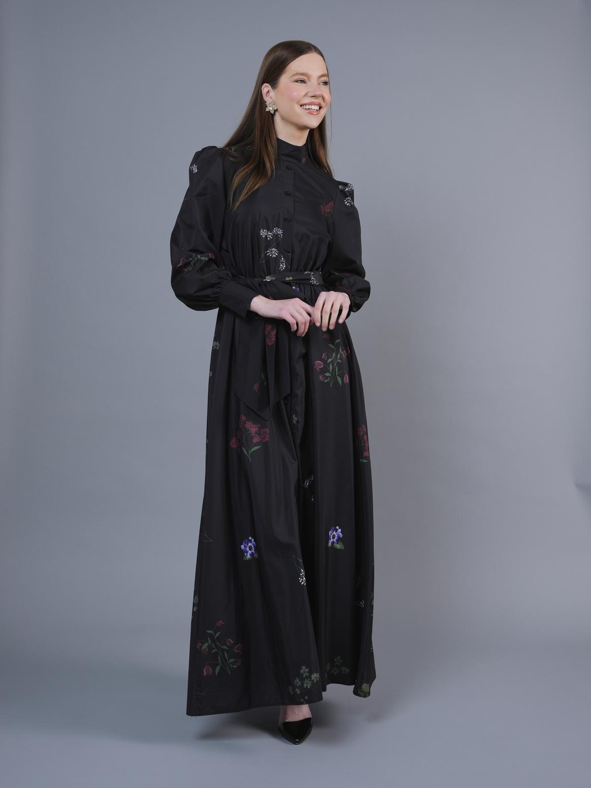 MIK-7132 BLACK&RED FLORAL DRESS