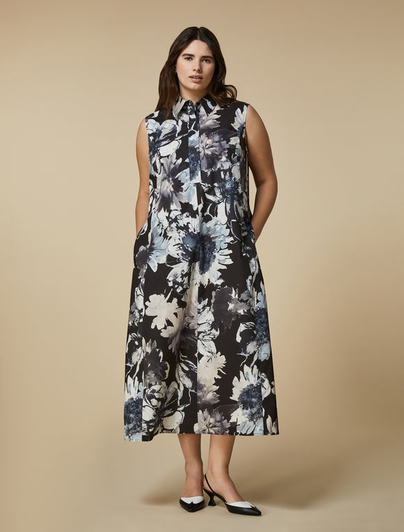 MARINA RINALDI SPIGA BLACK,GREY&BLUE DRESS