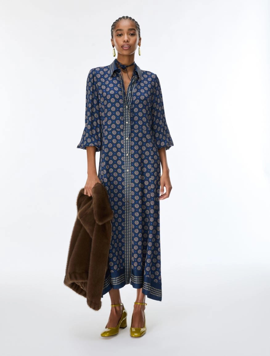 IBL-26272261 IBLEFFETTO BLUE PRINTED DRESS