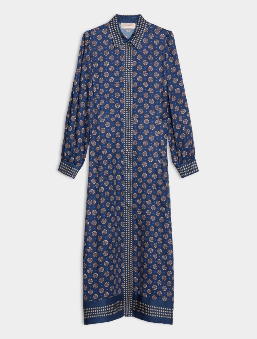 IBL-26272261 IBLEFFETTO BLUE PRINTED DRESS