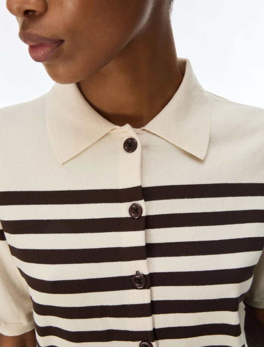 IBL-2627346031 IBLFAGLIA IVORY&BROWN TRIPED TOP