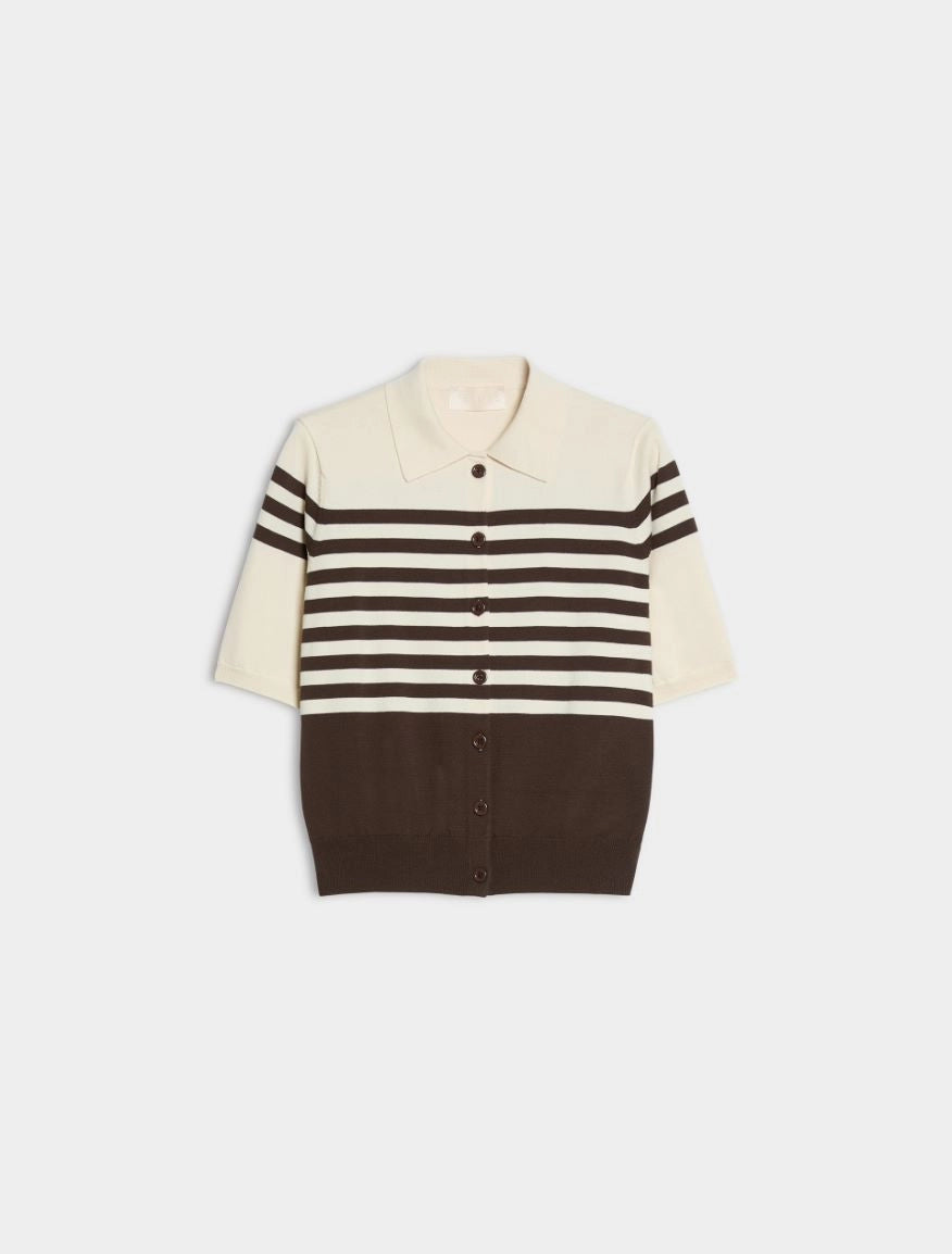 IBL-2627346031 IBLFAGLIA IVORY&BROWN TRIPED TOP