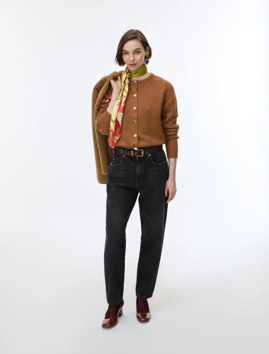 IBL-2627346061 IBLDRY CAMEL EMBELLIHED CARDIGAN