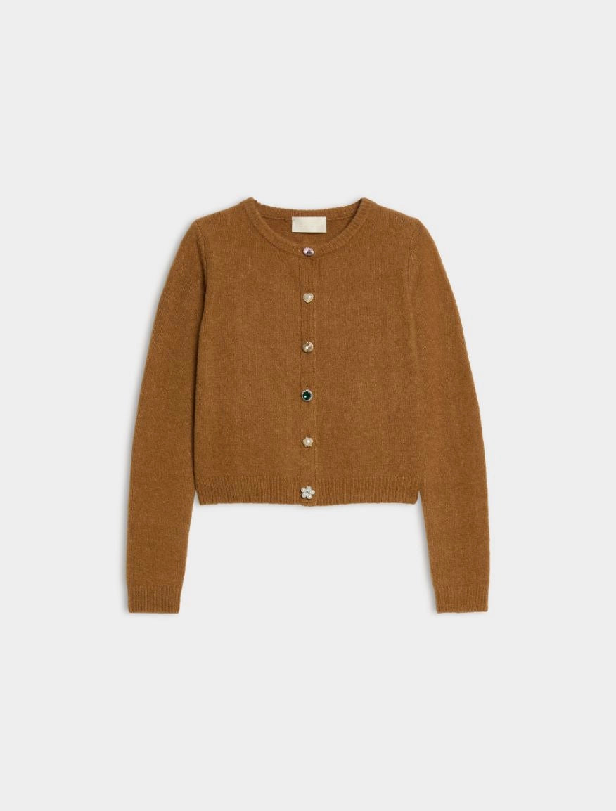 IBL-2627346061 IBLDRY CAMEL EMBELLIHED CARDIGAN
