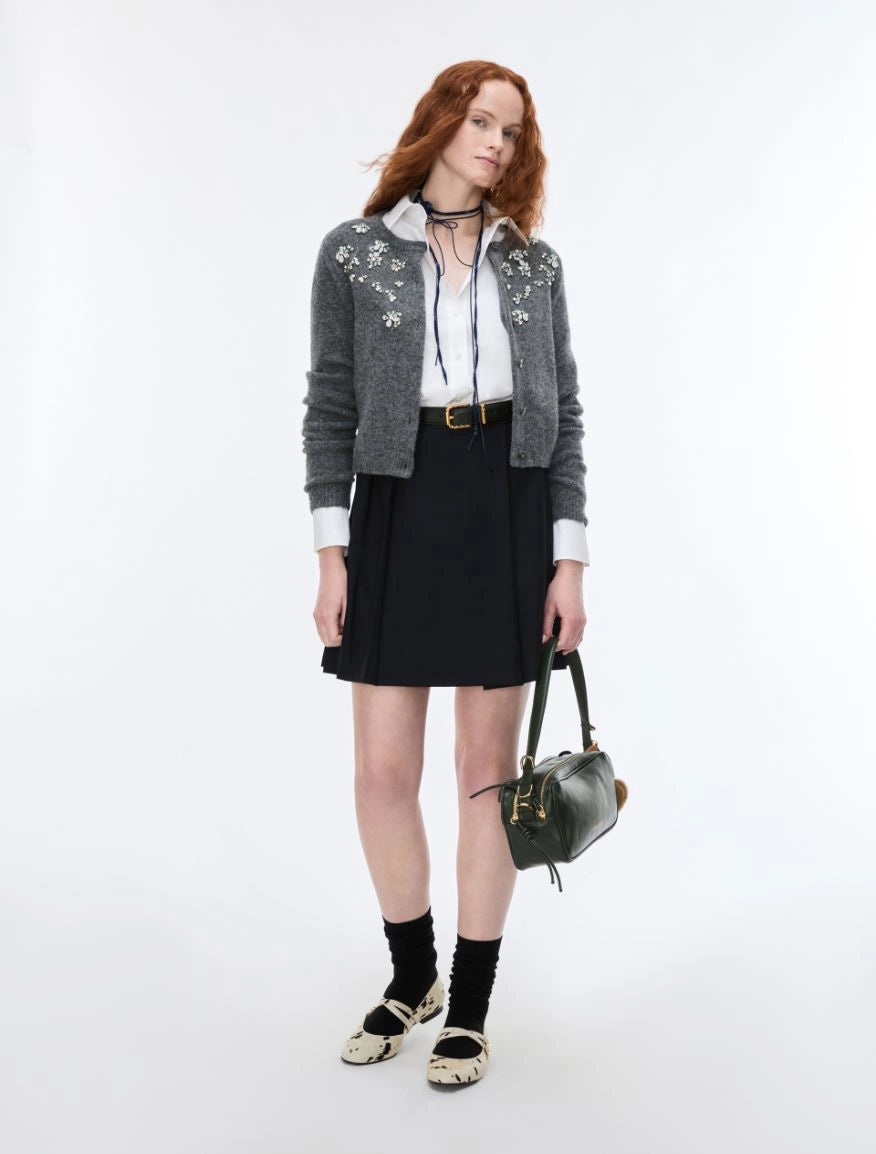 IBL-2627346061 IBLDRY GREY EMBELLIHED CARDIGAN